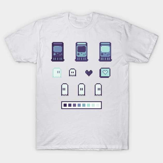 Retro Arcade Ghost pixel art collection T-Shirt by muffinespixels